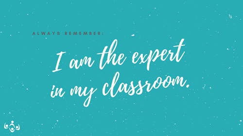 White text on a teal background says, "Always remember: I am the expert in my classroom."